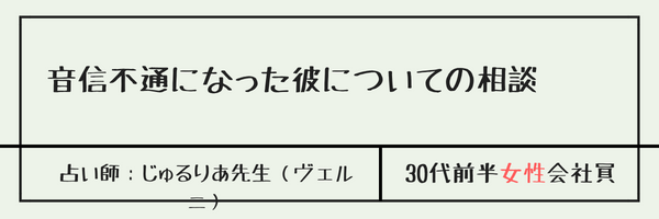 音信不通になった彼についての相談